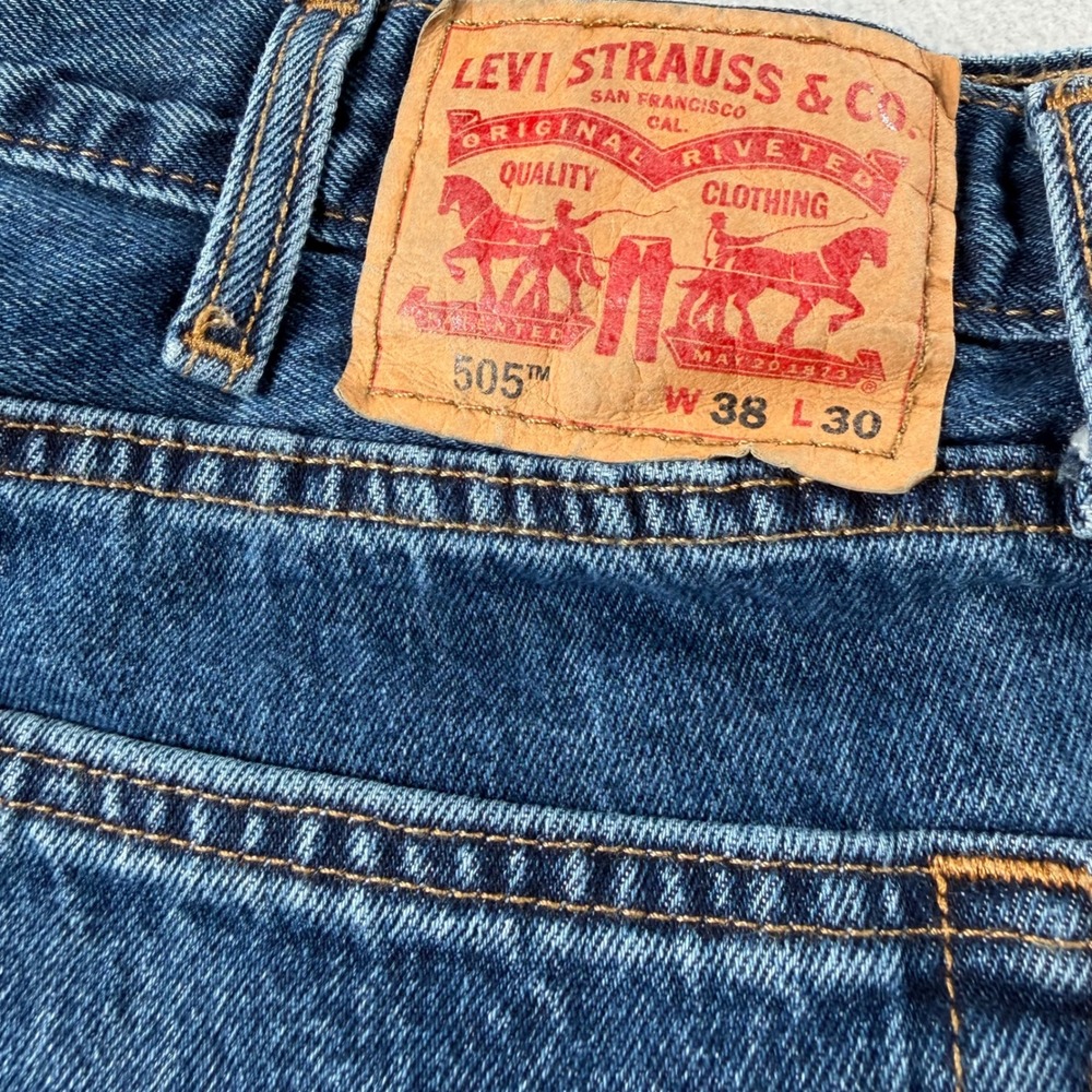 Levi 505 Regular Fit Straight Leg Blue Denim Jeans Mens 38x30 00505-4886